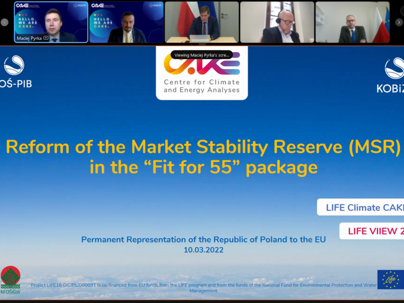 Webinarium LIFE Climate CAKE PL: The Reform of the MSR and its impact on the EU ETS & EUA prices